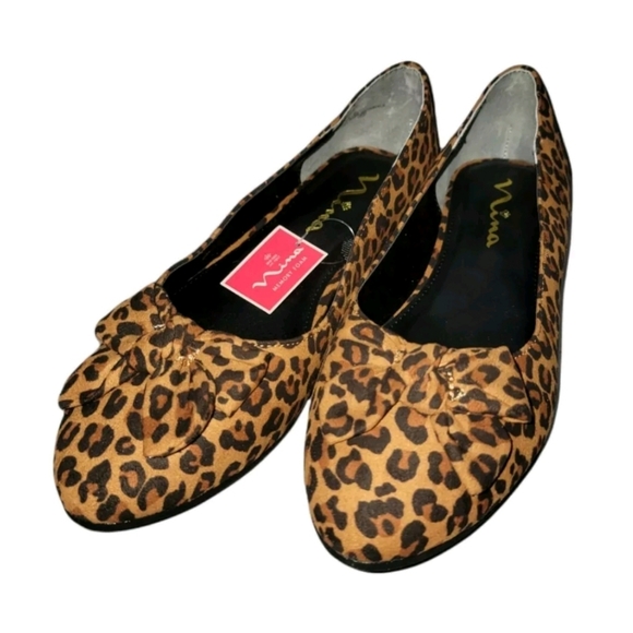 Nina Zulema Leopard Microsuede Flats Big Girls - Picture 1 of 6